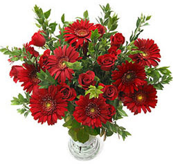 5 adet kirmizi g�l 5 adet gerbera aranjmani Ankara Ke�i�ren Forum Outlet AVM �i�ek�i �i�ek sipari�i