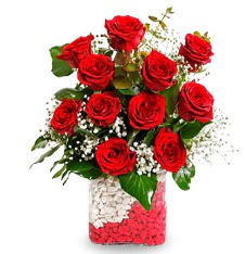 11 adet k�rm�z� g�l vazosu Ankara Yenimahalle Podium AVM  cicek , cicekci 