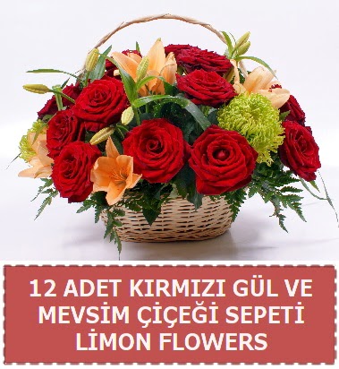 12 g�l ve mevsim �i�ekleri sepeti Ankara Ke�i�ren Forum Outlet AVM �i�ek�i �i�ek sipari�i