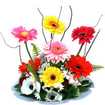 Ankara Ke�i�ren Forum Outlet AVM �i�ek�i �i�ek sipari�i camda gerbera ve mis kokulu kir �i�ekleri 