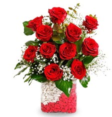 11 adet k�rm�z� g�l vazosu Ankara Yenimahalle Podium AVM  cicek , cicekci 
