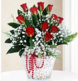 9 adet k�rm�z� g�l cam i�erisinde Ankara Eryaman G�ksu AVM �i�ek servisi , �i�ek�i adresleri