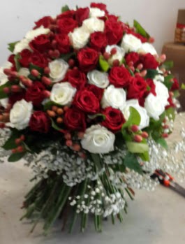 101 adet k�rm�z� ve beyaz g�l k�z isteme �i�e�i