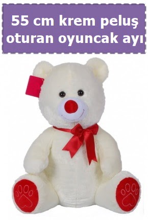 55 cm krem orta boy oturan pelu� ay� Ankara �ankaya Karum i� ve al��veri� merkezi AVM ucuz �i�ek g�nder