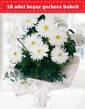 10 Adet beyaz gerbera buketi Ankara �ankaya K�z�lay Al��veri� Merkezi AVM �i�ek �i�ek�i , �i�ek�ilik 